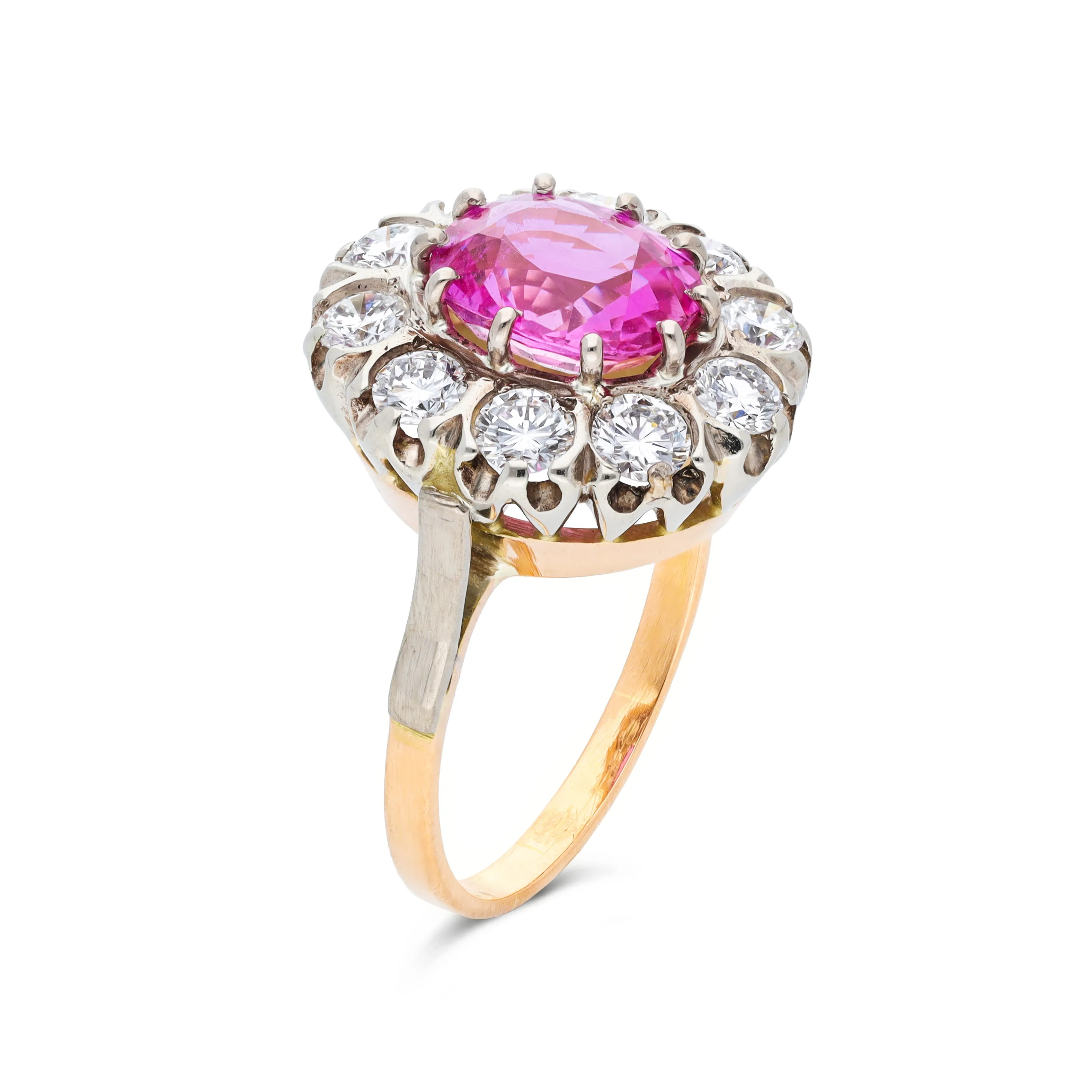 Payment 3. Vintage pink sapphire & diamond cluster cocktail ring