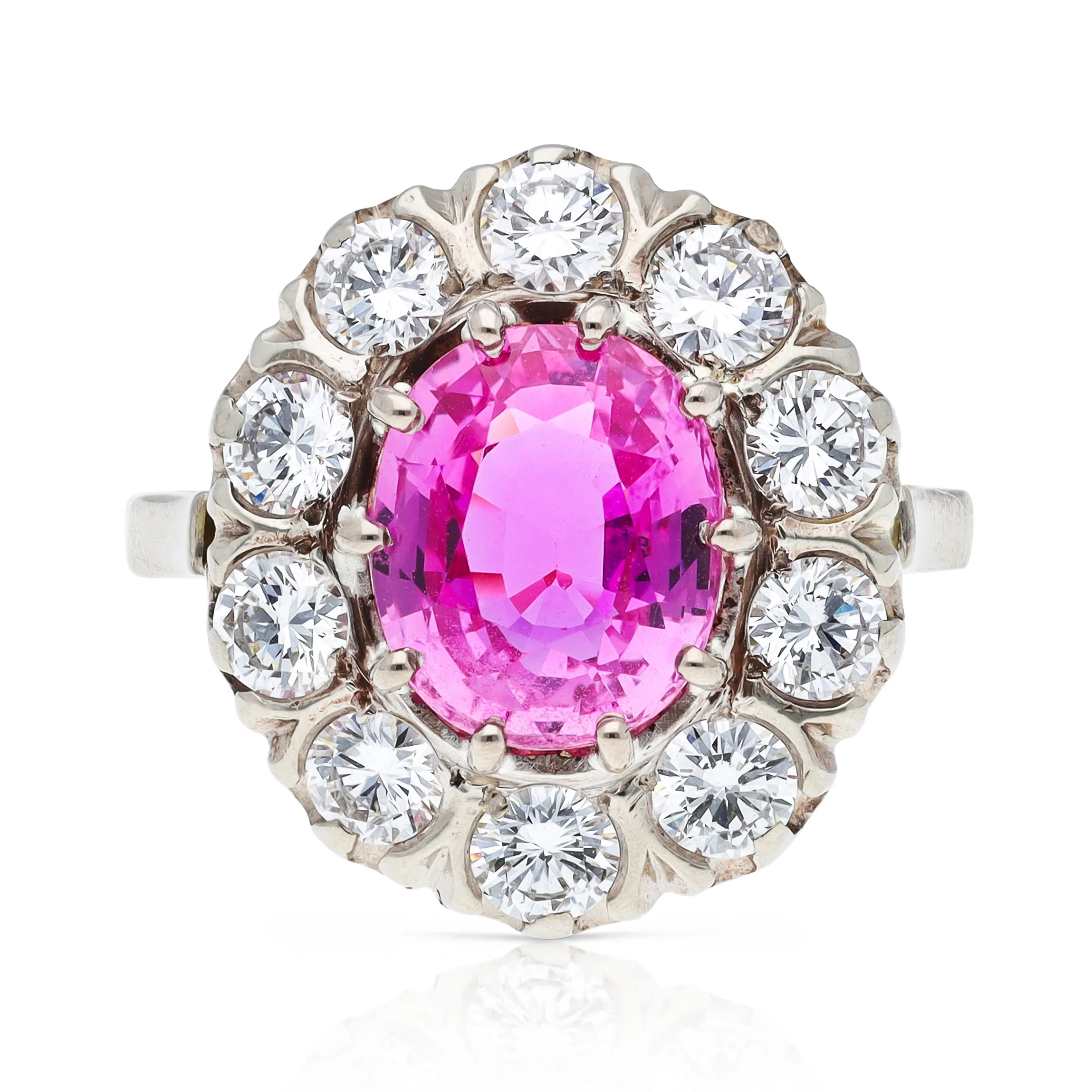 Payment 3. Vintage pink sapphire & diamond cluster cocktail ring