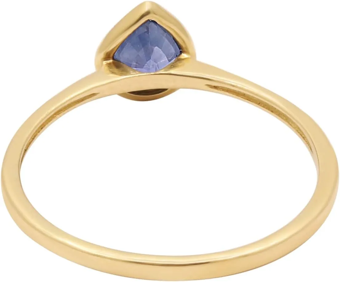 Pear Shape 14k Yellow Gold Ring Sapphire Statement Ring Blue Stone Wedding Ring Minimalist Gold Jewelry Tiny Girls Ring Mother Jewelry Christmas Gift