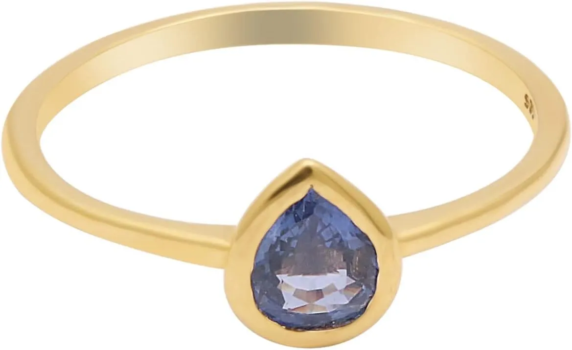Pear Shape 14k Yellow Gold Ring Sapphire Statement Ring Blue Stone Wedding Ring Minimalist Gold Jewelry Tiny Girls Ring Mother Jewelry Christmas Gift