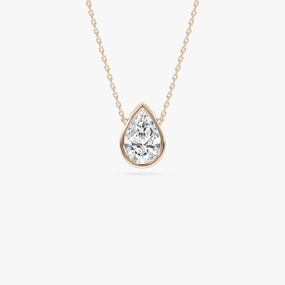 Winter Look For Everyone Pear Lab Grown Diamond Modern Bezel Pendant - 18 Inches