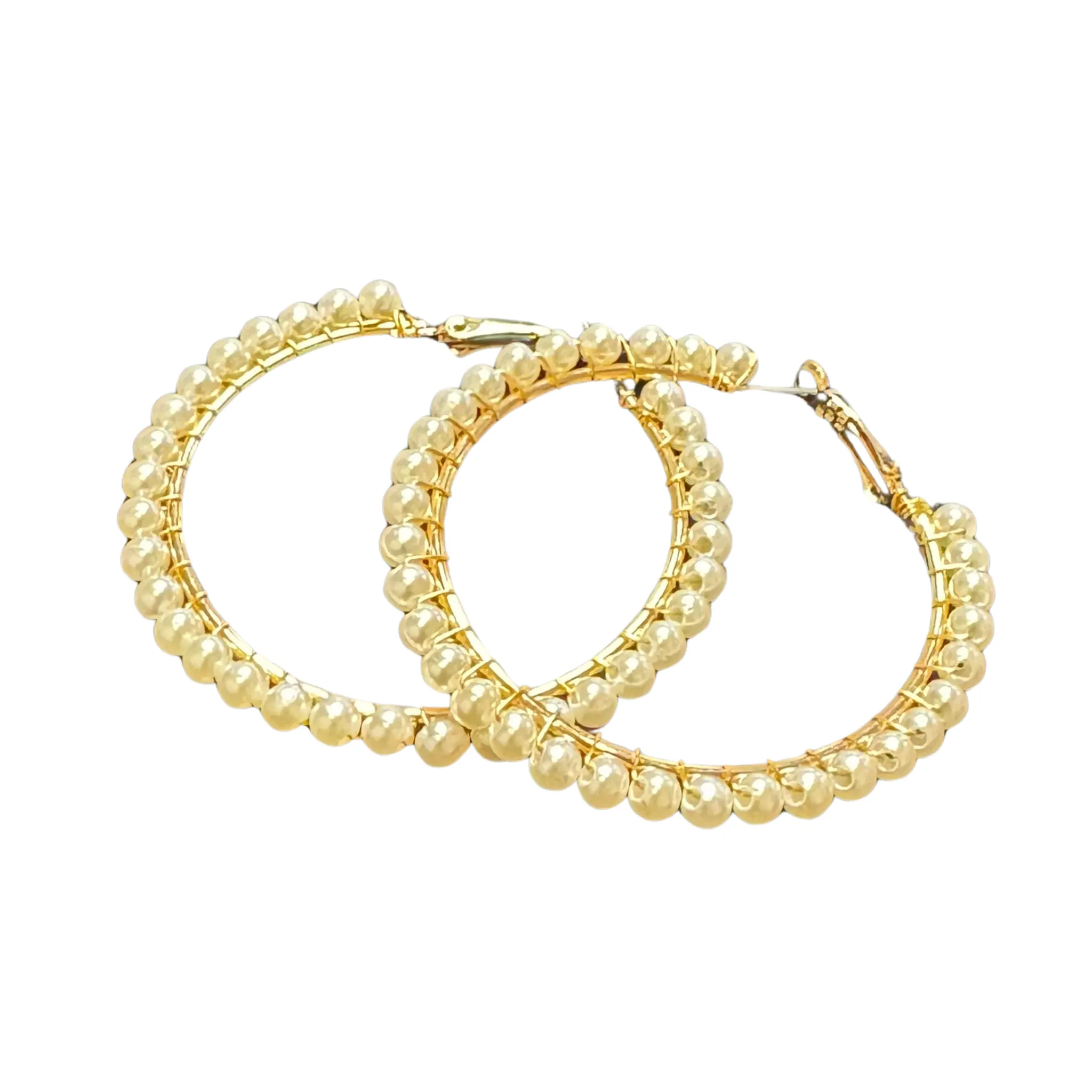 Pearl Lined Hoop Earrings