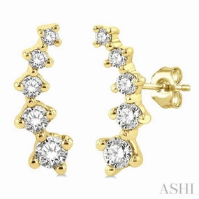 1/4 Ctw Round Cut Diamond Petite Fashion Climbers in 14K Yellow Gold Refined Shine Statement Piece