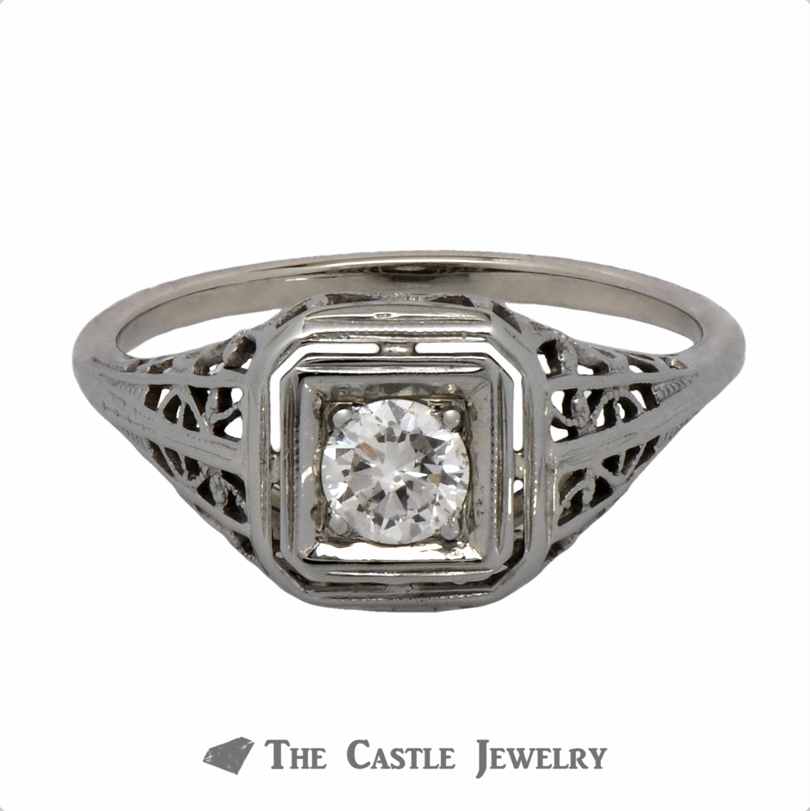 Featured Item .33ct Round Diamond Solitaire Ring in Vintage Designed Mounting