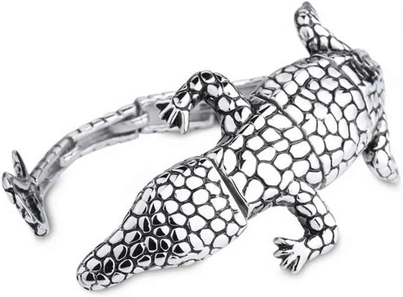 Personalised Lizard Charm Bracelets Stainless Steel Animal Lizard Charm Bracelets for Men Cool Rock Accessory Jewelry