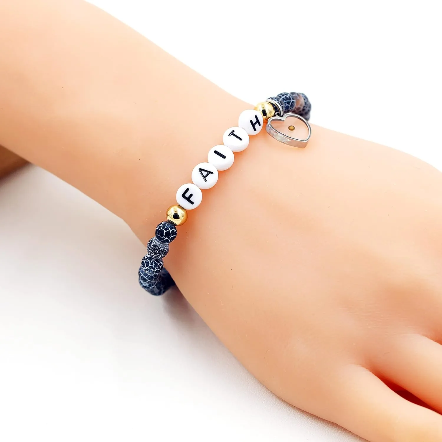 Personalized Initial Name Letter Bead Bracelets for Women Men, Custom DIY Name Bracelets for His Her Y1504
