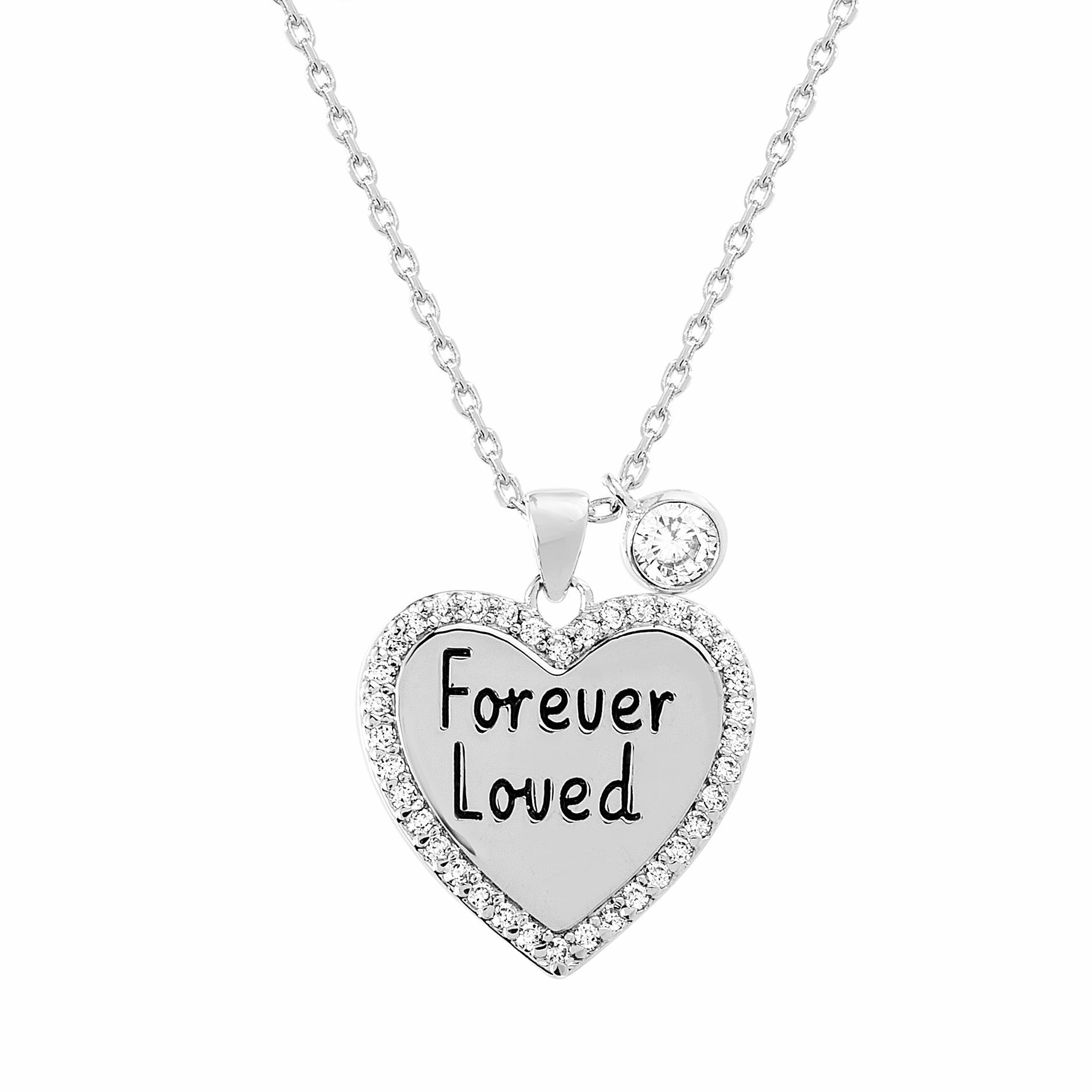 Lesa Michele Cubic Zirconia Heart Inspirational Necklaces Constant Piece Polished Touch