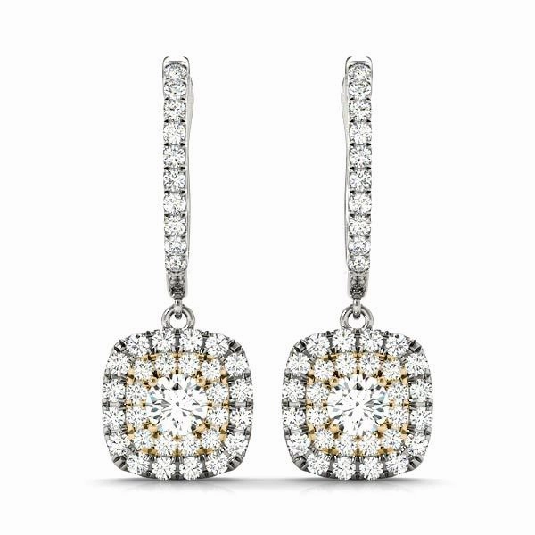 Round Diamond Halo Earring Set Fashionable Selection