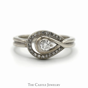 Understated Style Symmetrical design .33cttw Round Diamond Loop Designed Ring in 14k White Gold