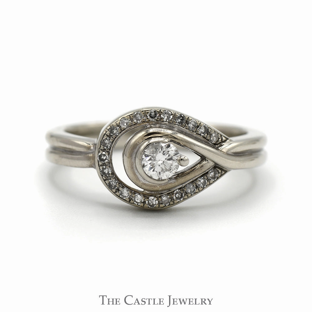 Understated Style Symmetrical design .33cttw Round Diamond Loop Designed Ring in 14k White Gold