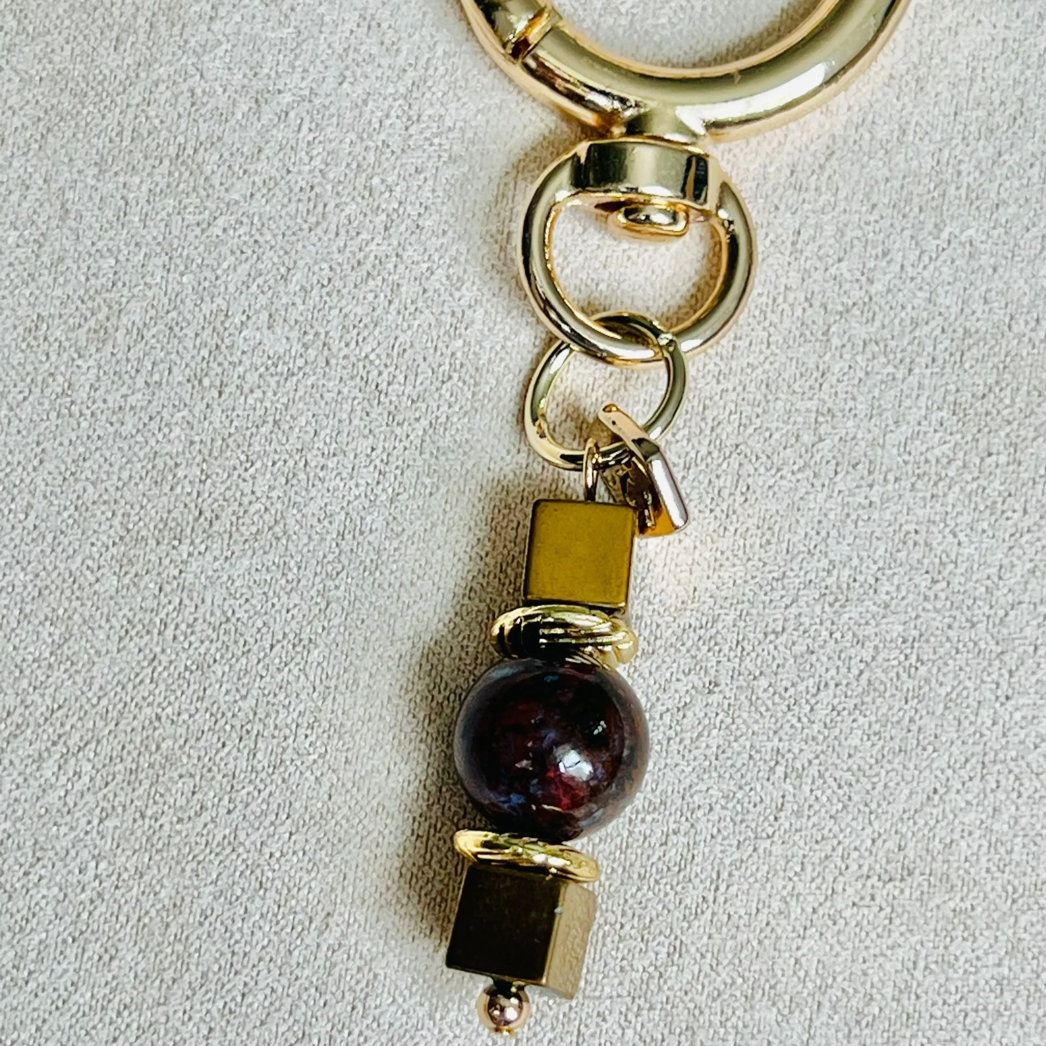Pietersite & Gold Hematite Bag Charm/ Key Ring