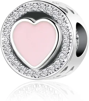 Pink Heart Bead Charm Compatible Pandora Charm Bracelet Women Flower Fish Diving Bead Friends Family Anniversary Birthday