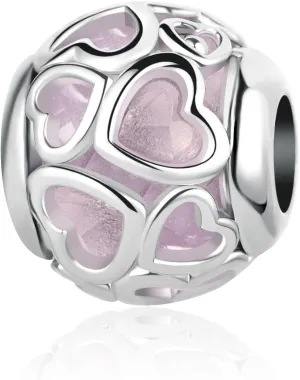 Pink Love Heart Charm Compatible Pandora Charm Bracelet Women Infinite Bead Forever Always Mom Daughter Wife Birthday Anniversary