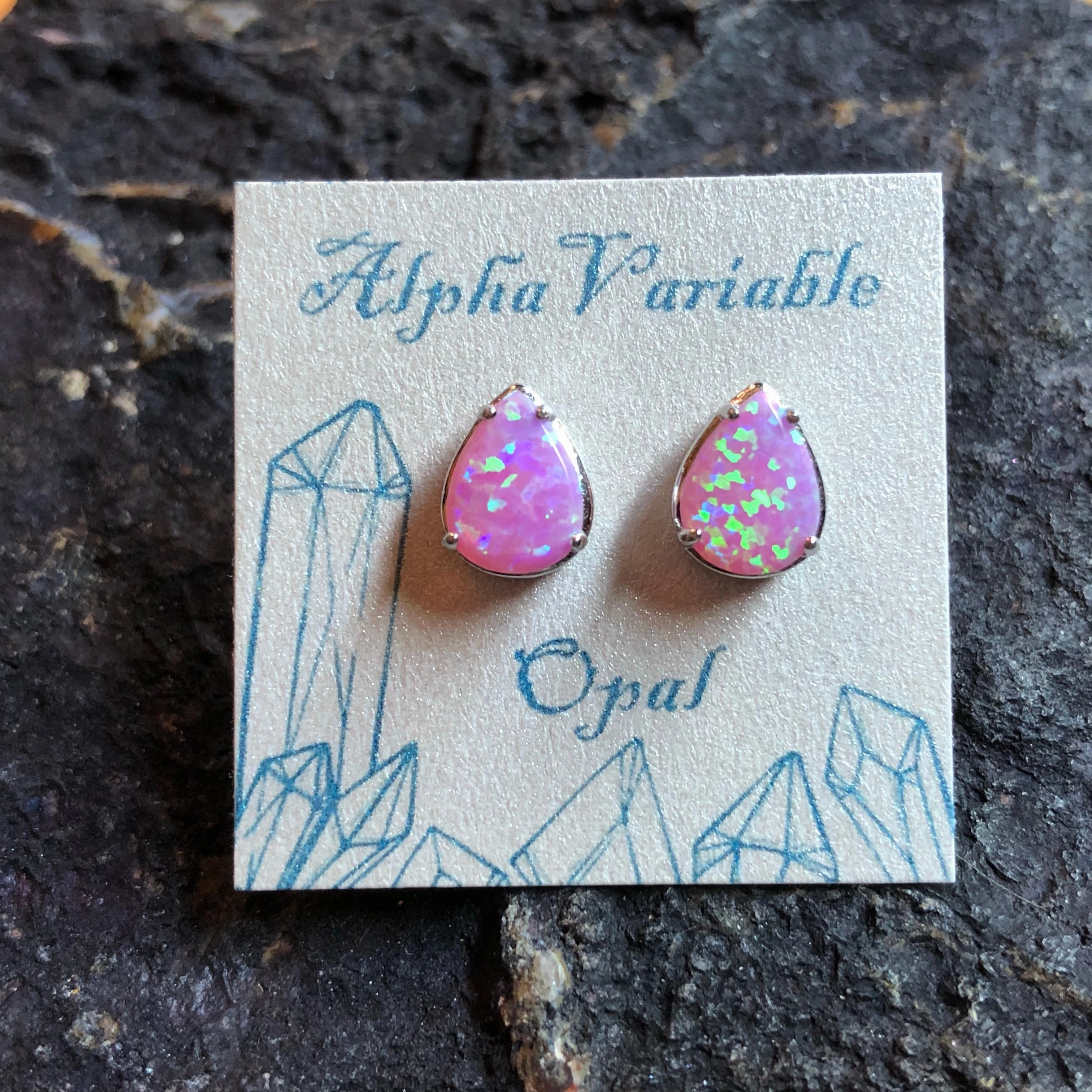 Pink Opal Earrings Night Ornament