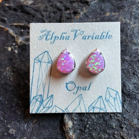 Pink Opal Earrings Night Ornament