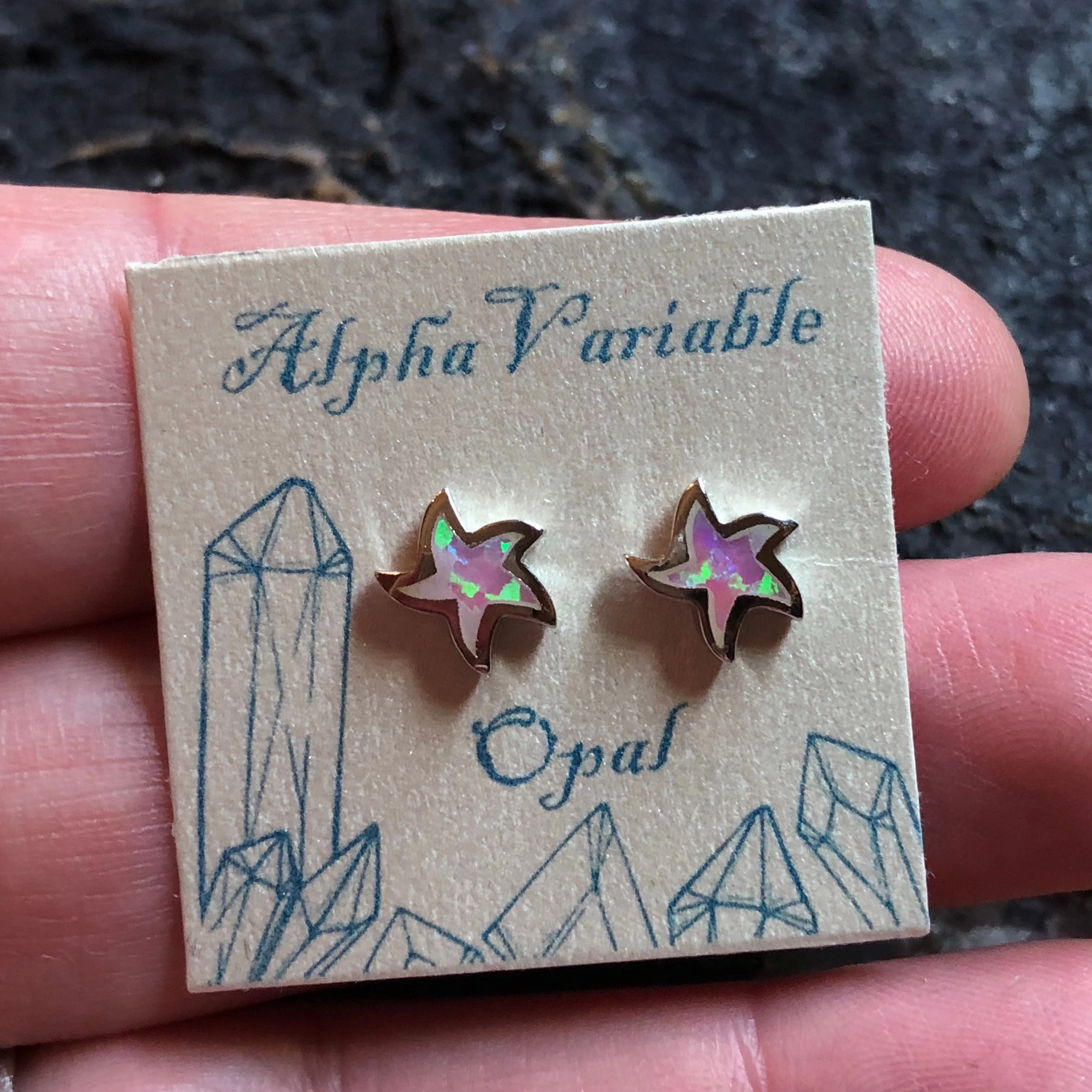 Pink Opal Star Earrings Refined Accessory