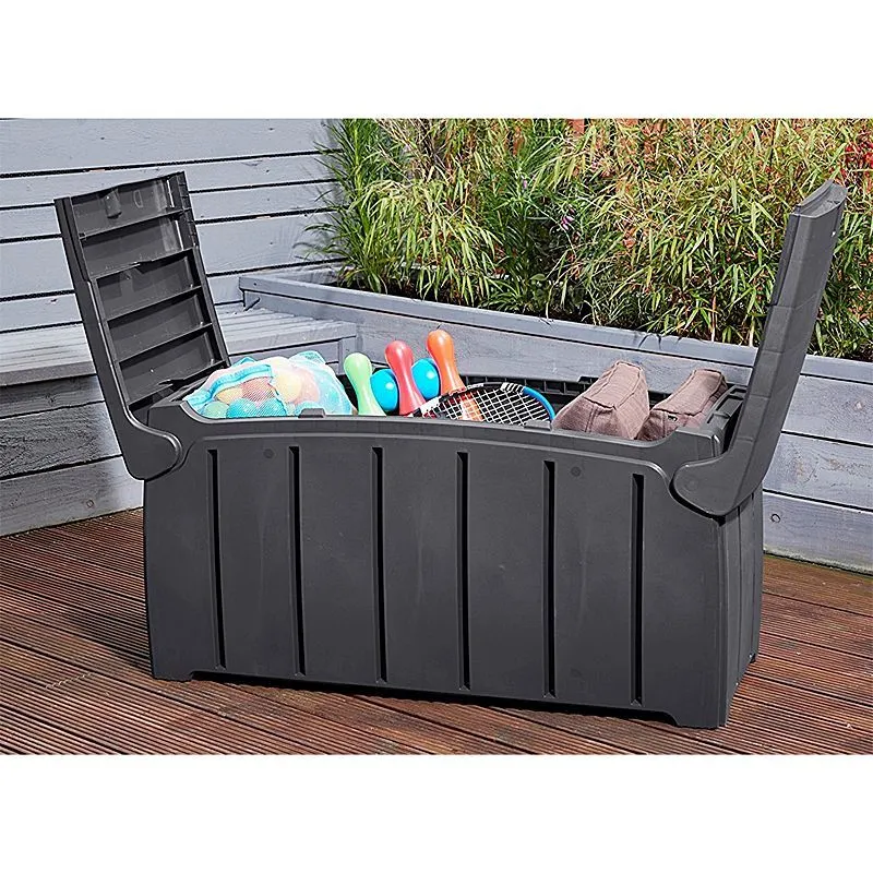 Plastic Outdoor Storage Box 322 Litres Extra Large - Black Essentials by Croft