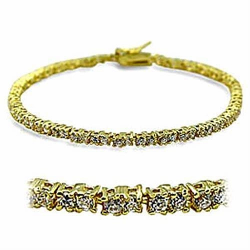 415802 - Gold Brass Bracelet with AAA Grade CZ  in Clear Five Star Ongoing Composites