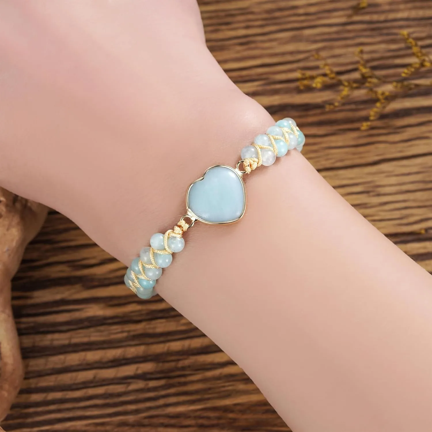 Plumiss Women Boho Handmade Natural Stone Crystal Leather Bead Wrap Bracelets Collection
