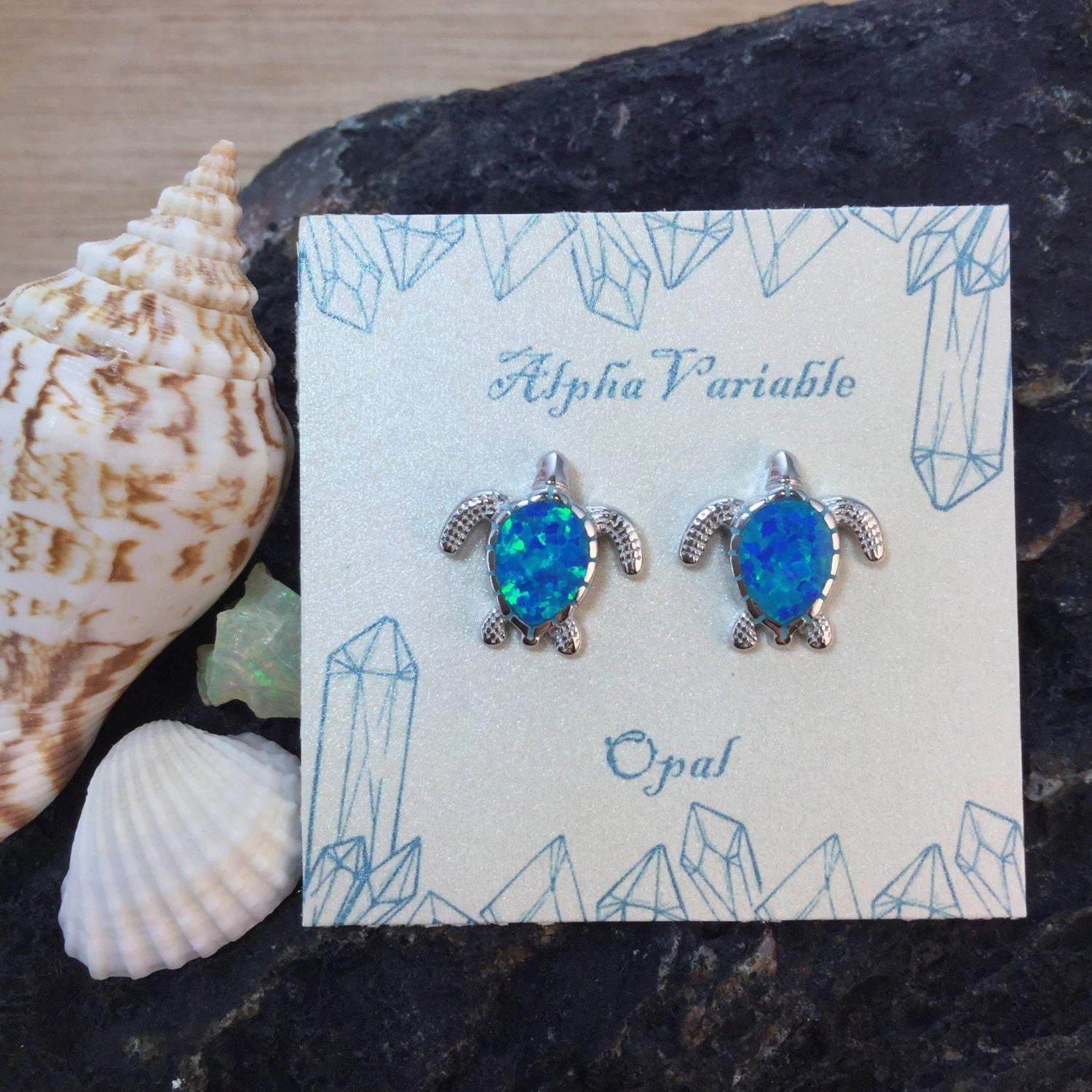 Attractive Essential Graceful Essential Sterling Silver Opal Turtle Earrings