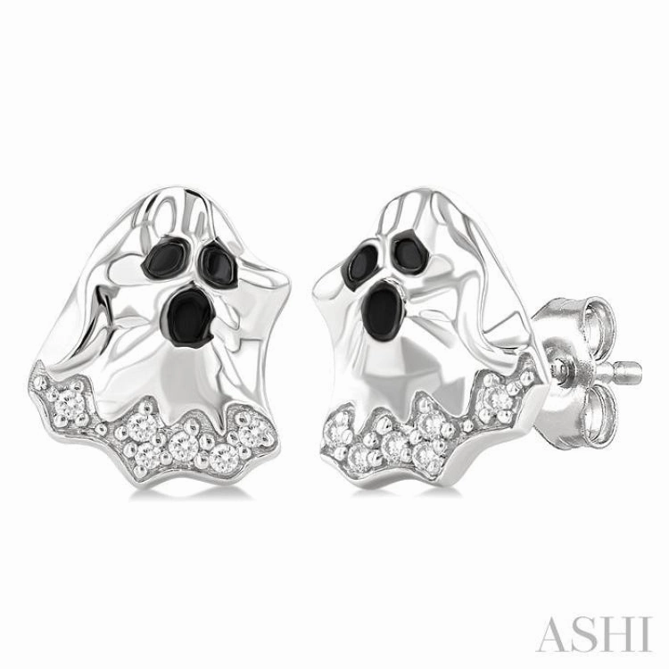 Dress Up Time 1/20 Ctw Petite Ghost Single Cut Diamond Fashion Earrings in 10K White Gold