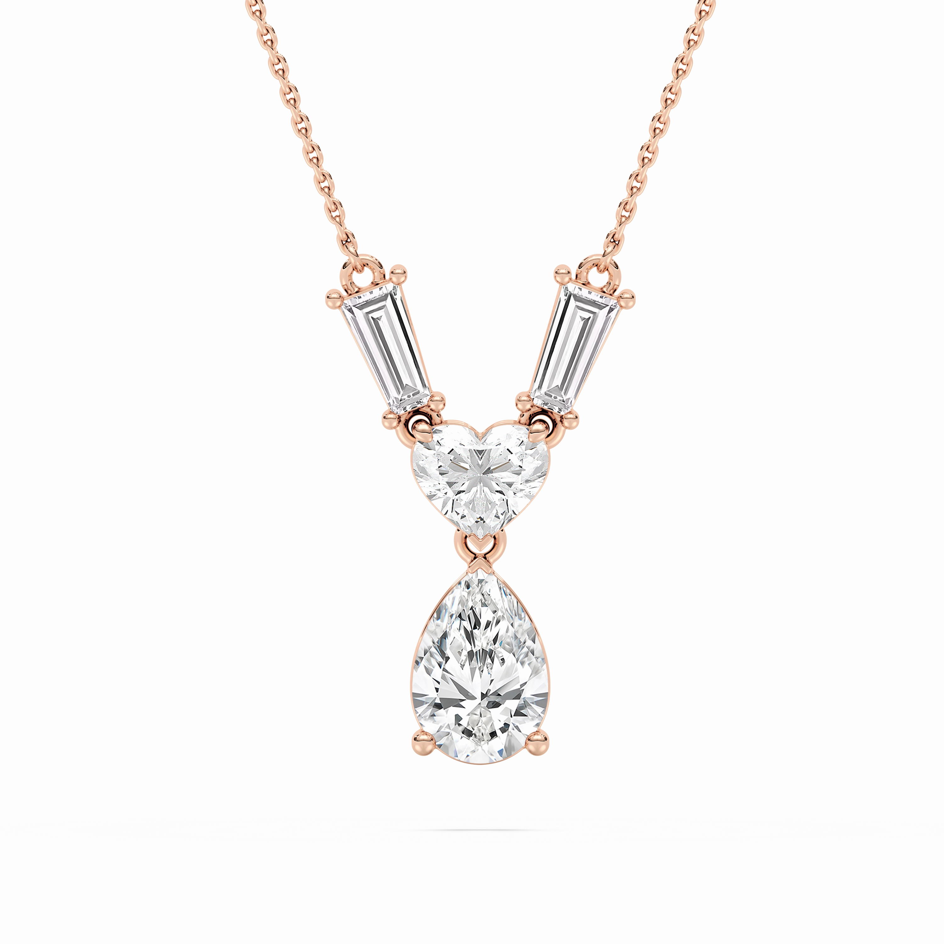 youth choice 1 ? ctw Pear, Heart, and Tapered Baguette Lab Grown Diamond Teardrop Pendant  - 18 Inches