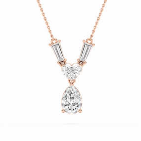 Comfortable Design Professional Look 1 ? ctw Pear, Heart, and Tapered Baguette Lab Grown Diamond Teardrop Pendant  - 18 Inches