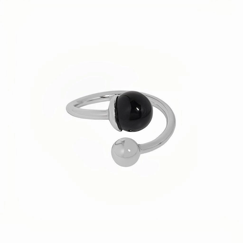 Unique Object Black Onyx Spiral Ring - Philophrosyne