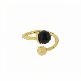 Economical Embellishment Black Onyx Spiral Ring - Philophrosyne