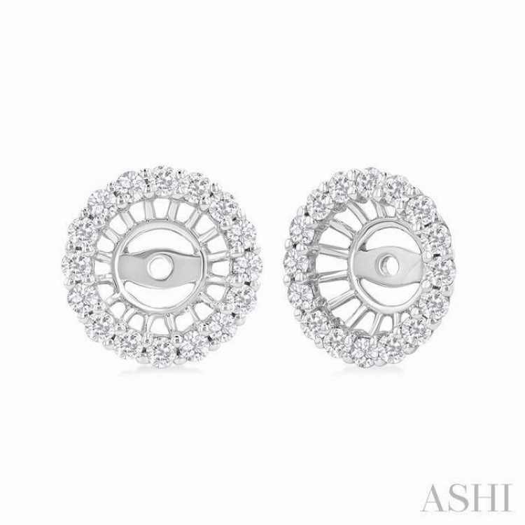 3/8 Ctw Round Cut Diamond 5MM Round Earrings Jacket in 14K White Gold Artisan Sparkle Fresh Accent