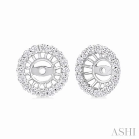 3/8 Ctw Round Cut Diamond 5MM Round Earrings Jacket in 14K White Gold Artisan Sparkle Fresh Accent