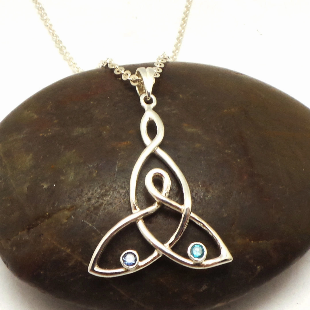 Retro Vibe Trendy Man Silver Celtic Mother and Child Knot Necklace