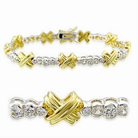 One-of-a-kind Royal Vibe 32011 - Gold Rhodium Brass Bracelet with AAA Grade CZ  in Clear