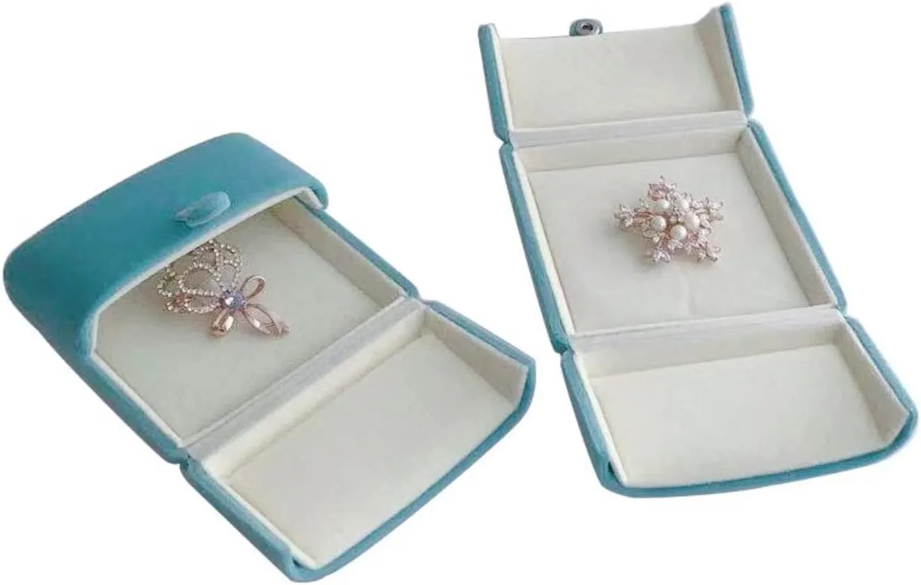 Premium Grade Velvet Aqua Jewelry Packaging Case for Brooch Badge Pin Unique Design Secure Storage