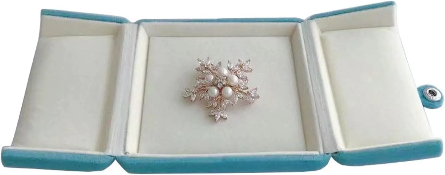 Premium Grade Velvet Aqua Jewelry Packaging Case for Brooch Badge Pin Unique Design Secure Storage