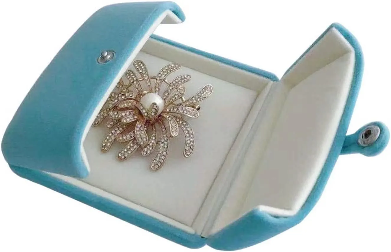 Premium Grade Velvet Aqua Jewelry Packaging Case for Brooch Badge Pin Unique Design Secure Storage