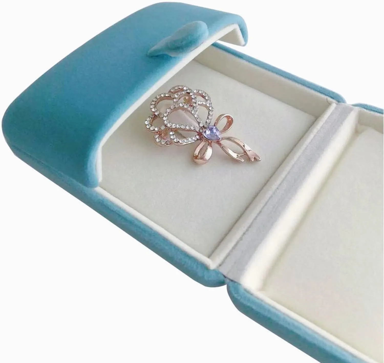 Premium Grade Velvet Aqua Jewelry Packaging Case for Brooch Badge Pin Unique Design Secure Storage