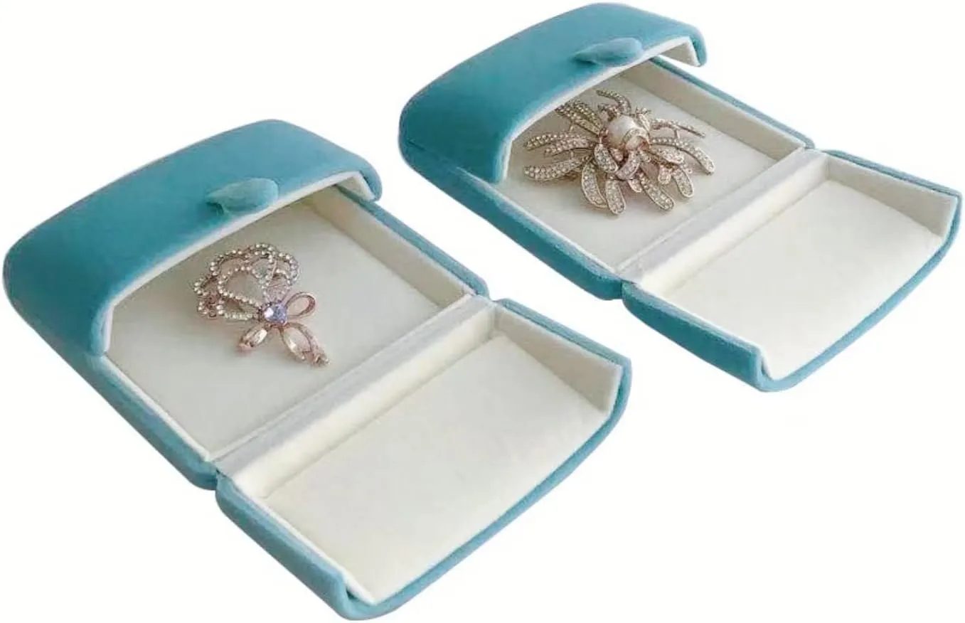Premium Grade Velvet Aqua Jewelry Packaging Case for Brooch Badge Pin Unique Design Secure Storage