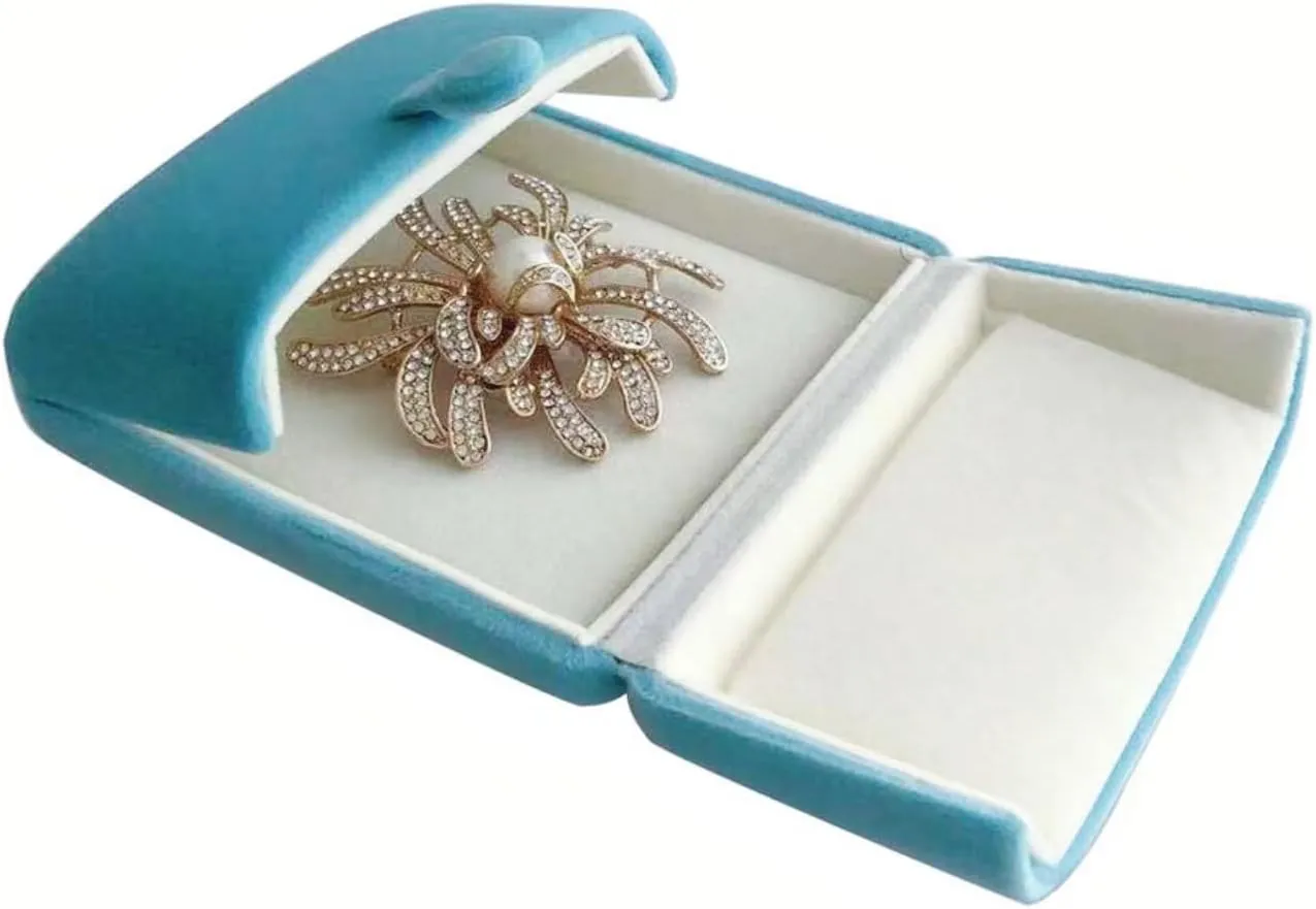 Premium Grade Velvet Aqua Jewelry Packaging Case for Brooch Badge Pin Unique Design Secure Storage