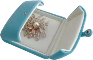 Premium Grade Velvet Aqua Jewelry Packaging Case for Brooch Badge Pin Unique Design Secure Storage