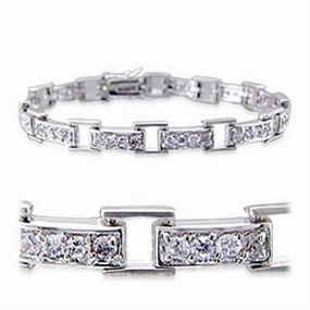 32023 - Rhodium Brass Bracelet with AAA Grade CZ  in Clear Tropical Flair