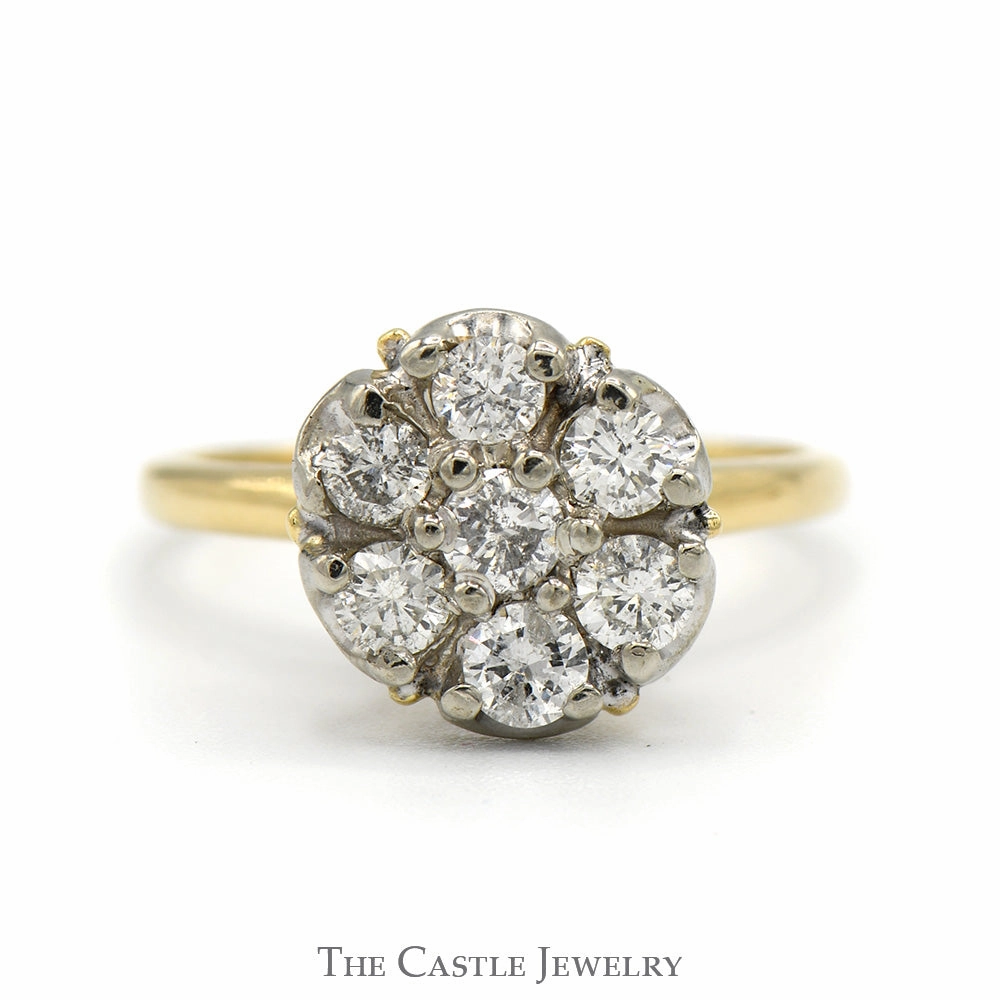 Trendy Accent 1cttw 7 Round Diamond Cluster Ring in 10k Yellow Gold