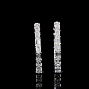 14K WHITE GOLDHoops Earrings Daytime Accent Timeless Decoration