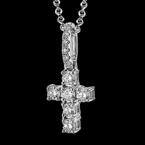 ZP1380 Cross Pendant in 14k Gold with Diamonds Modern Accessory