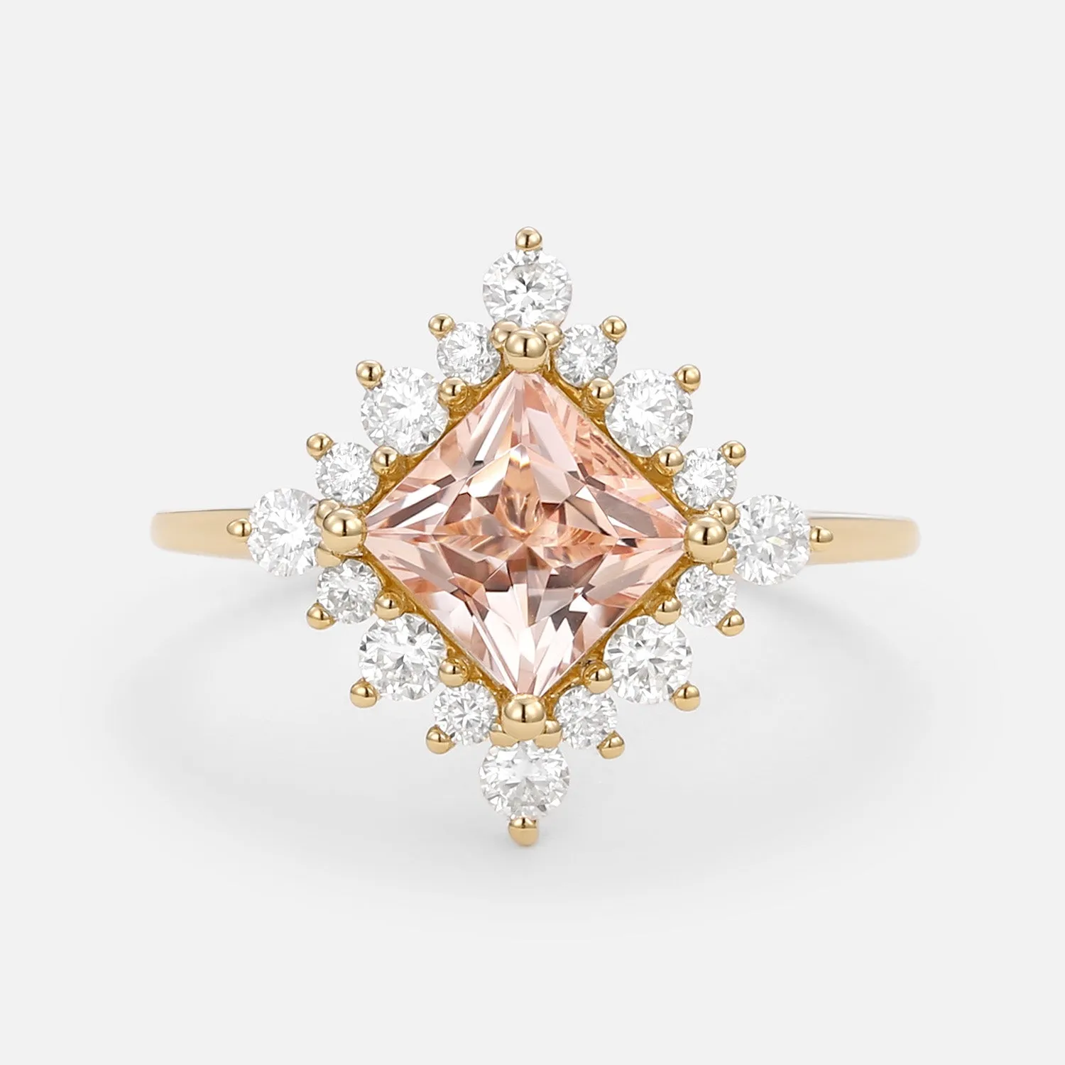 Princess Cut Morganite Rose Gold Ring