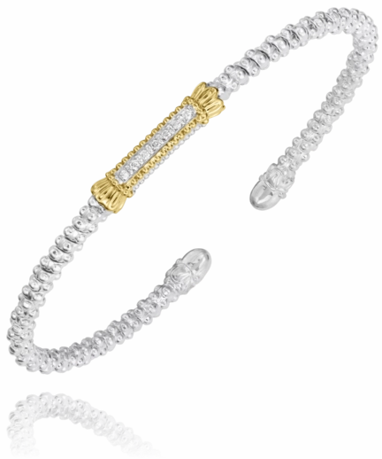 Cultural Touch 14K Yellow Gold and Sterling Silver Diamond Bangle Bracelet