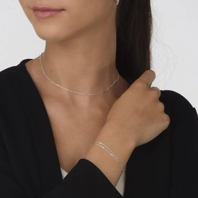 Dainty Sterling Silver Chain Choker with Tiny Tubes Open Air Anniversary Piece