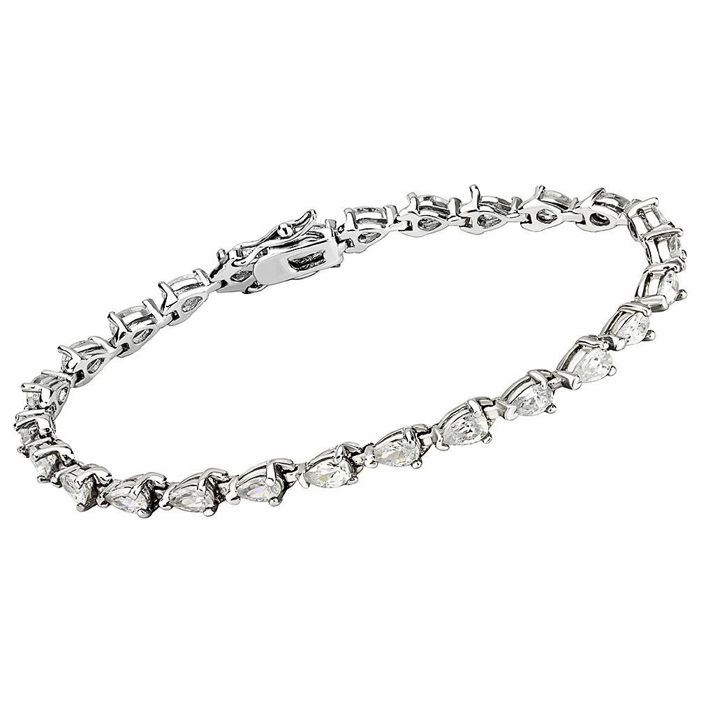 Blackened Steel 415803 - Rhodium Brass Bracelet with AAA Grade CZ  in Clear