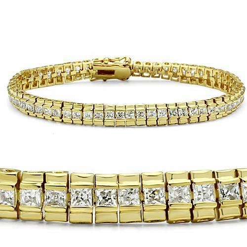 47303 - Gold Brass Bracelet with AAA Grade CZ  in Clear Adventure Scope