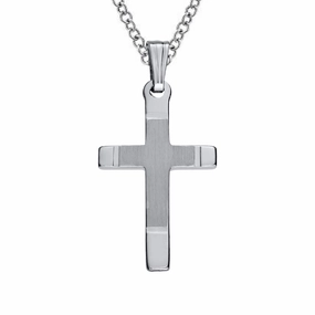 Sterling Silver Cross with High Polished Ends Necklace Trendy Feel